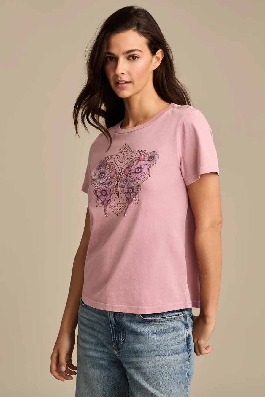 CELESTIAL FLORAL BUTTERFLY CLASSIC CREW - Lucky Brand Outlet
