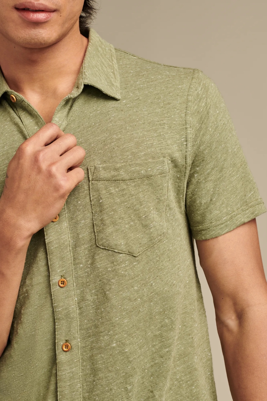 LINEN SHORT SLEEVE BUTTON UP SHIRT - Lucky Brand Outlet