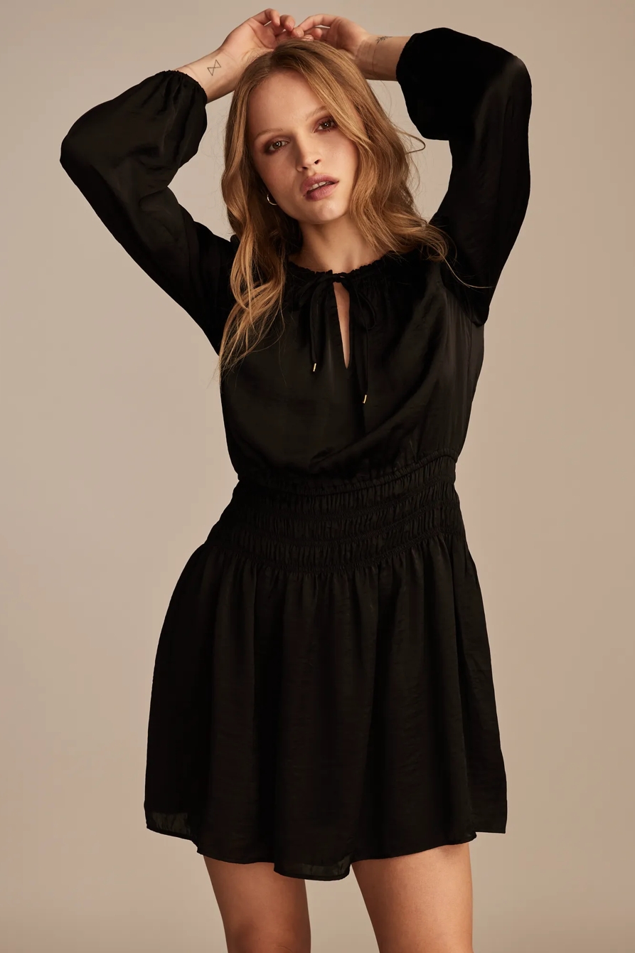 LONG SLEEVE SATIN MINI DRESS - Lucky Brand Outlet