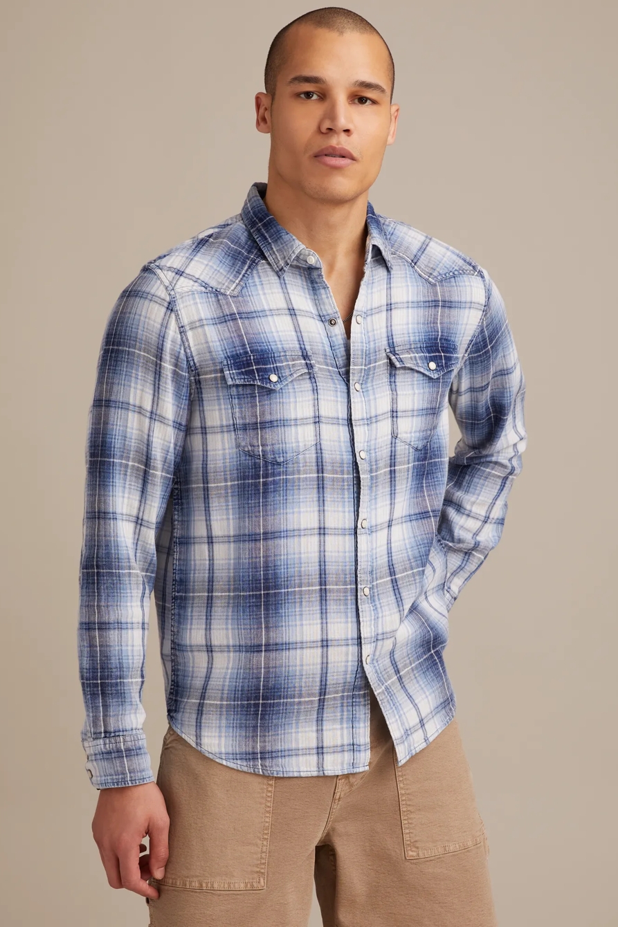 DOUBLE GAUZE LONG SLEEVE MESA WESTERN SHIRT - Lucky Brand Outlet