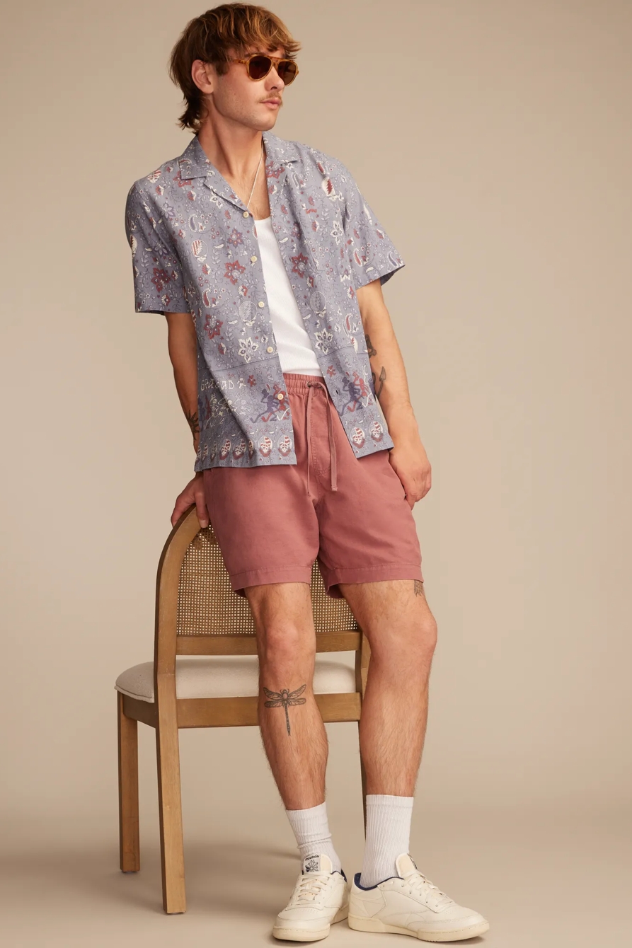 GRATEFUL DEAD ALL OVER PRINT SHORT SLEEVE CAMP COLLAR WOVEN - Lucky Brand Outlet