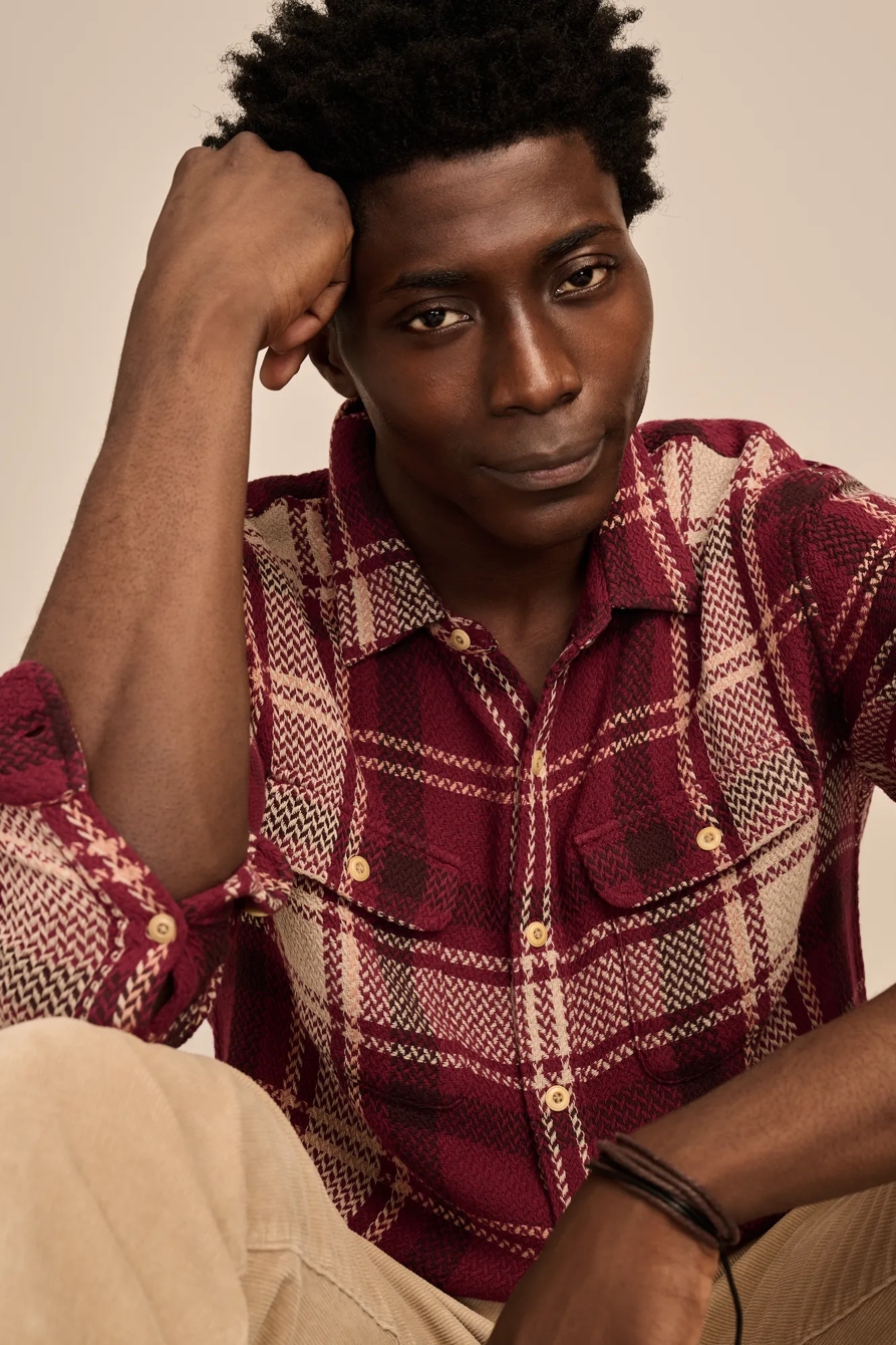 TEXTURED HERRINGBONE LONG SLEEVE UTILITY SHIRT - Lucky Brand Outlet