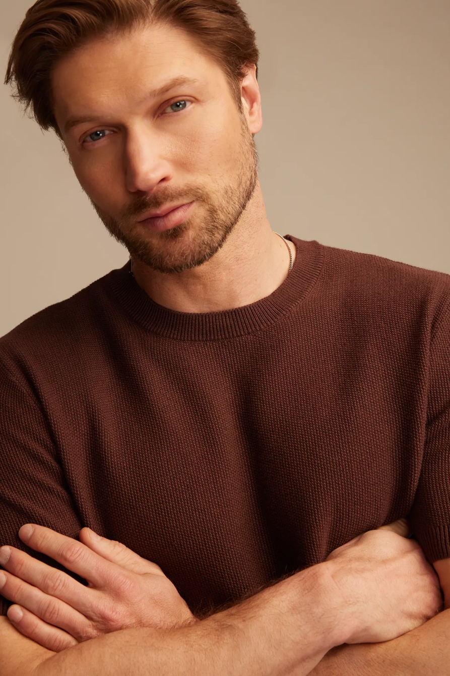 SHORT SLEEVE CREW NECK SWEATER - Lucky Brand Outlet