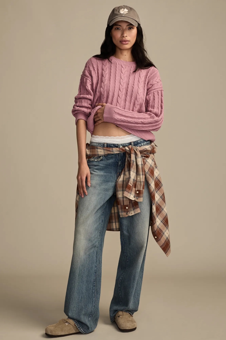 CABLE CREW NECK SWEATER - Lucky Brand Outlet