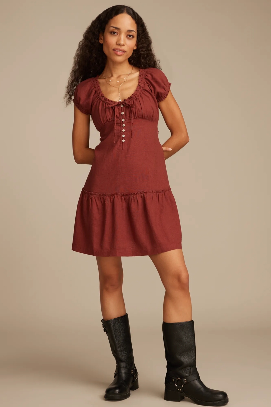 SHORT SLEEVE MARKET MINI DRESS - Lucky Brand Outlet