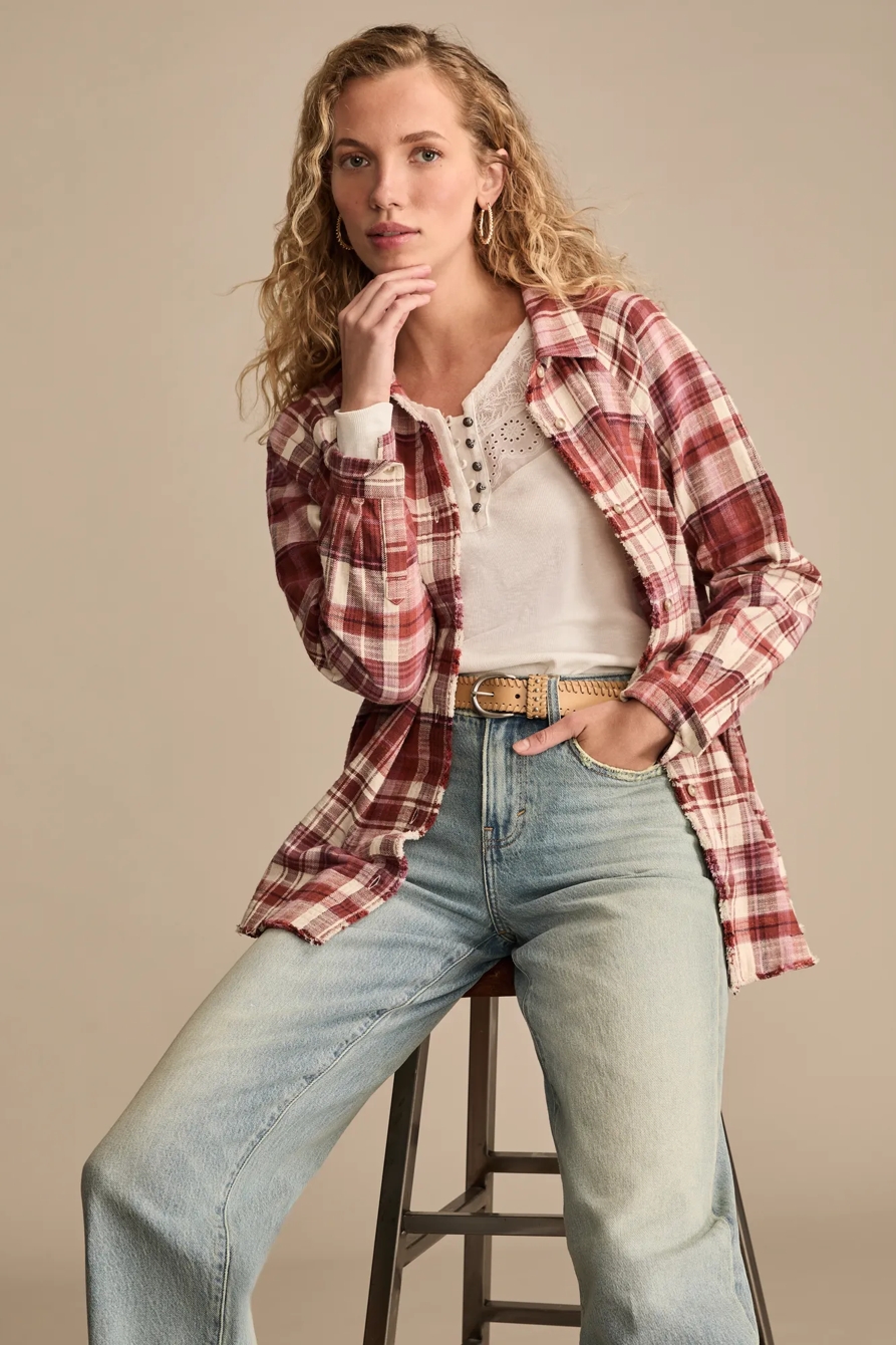 TUNIC PLAID BUTTON DOWN SHIRT - Lucky Brand Outlet