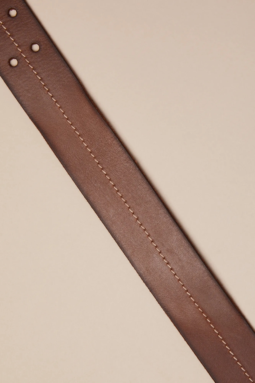 STITCHED LEATHER BELT - Lucky Brand Outlet
