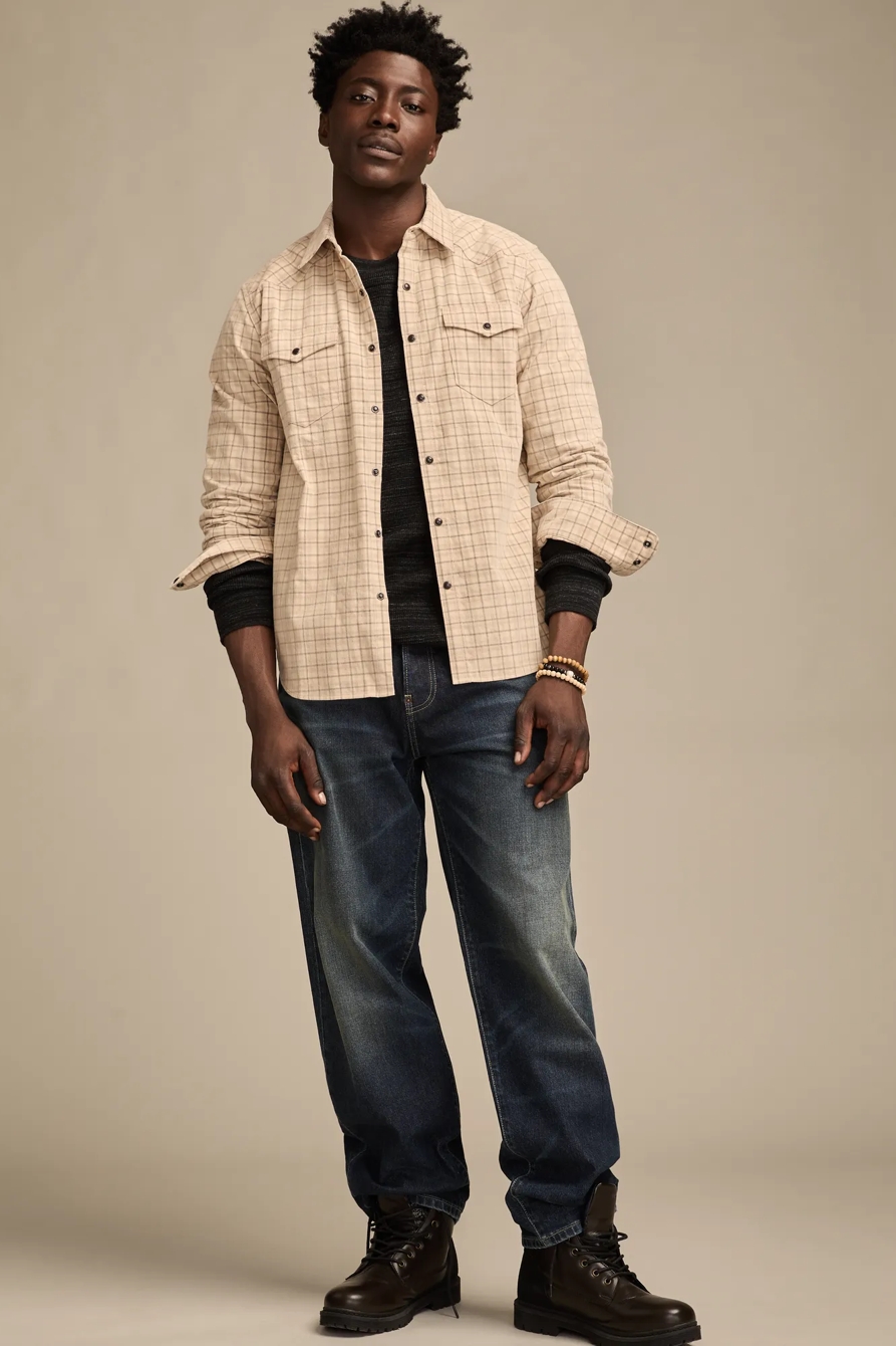 LONG SLEEVE PLAID CORDUROY WESTERN SHIRT - Lucky Brand Outlet