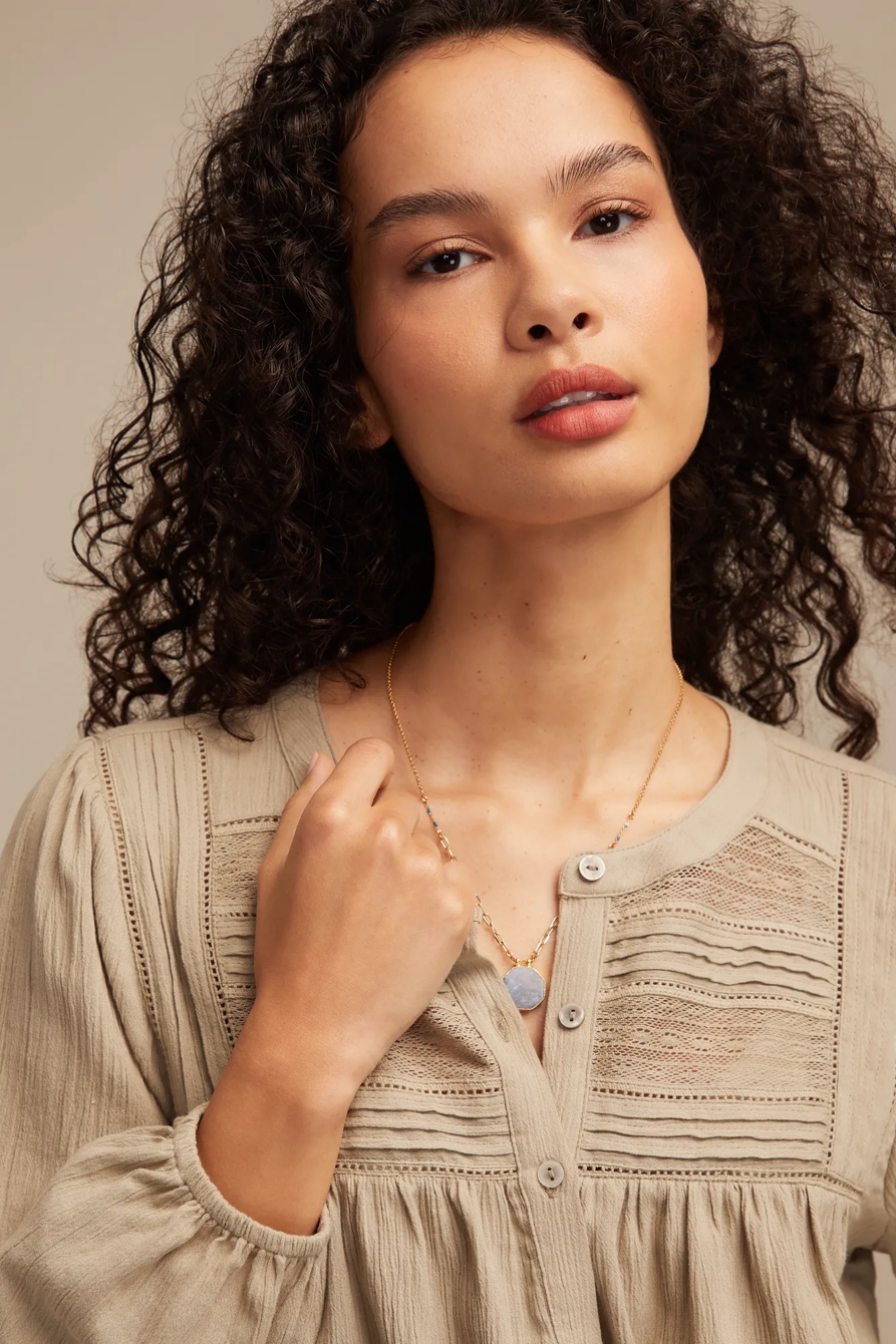 PEASANT BUTTON DOWN BLOUSE - Lucky Brand Outlet