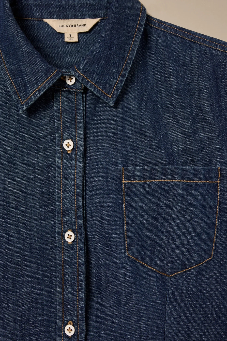 Lucky Brand One-Of-A-Kind Denim Cropped Shirt - Lucky Brand Outlet