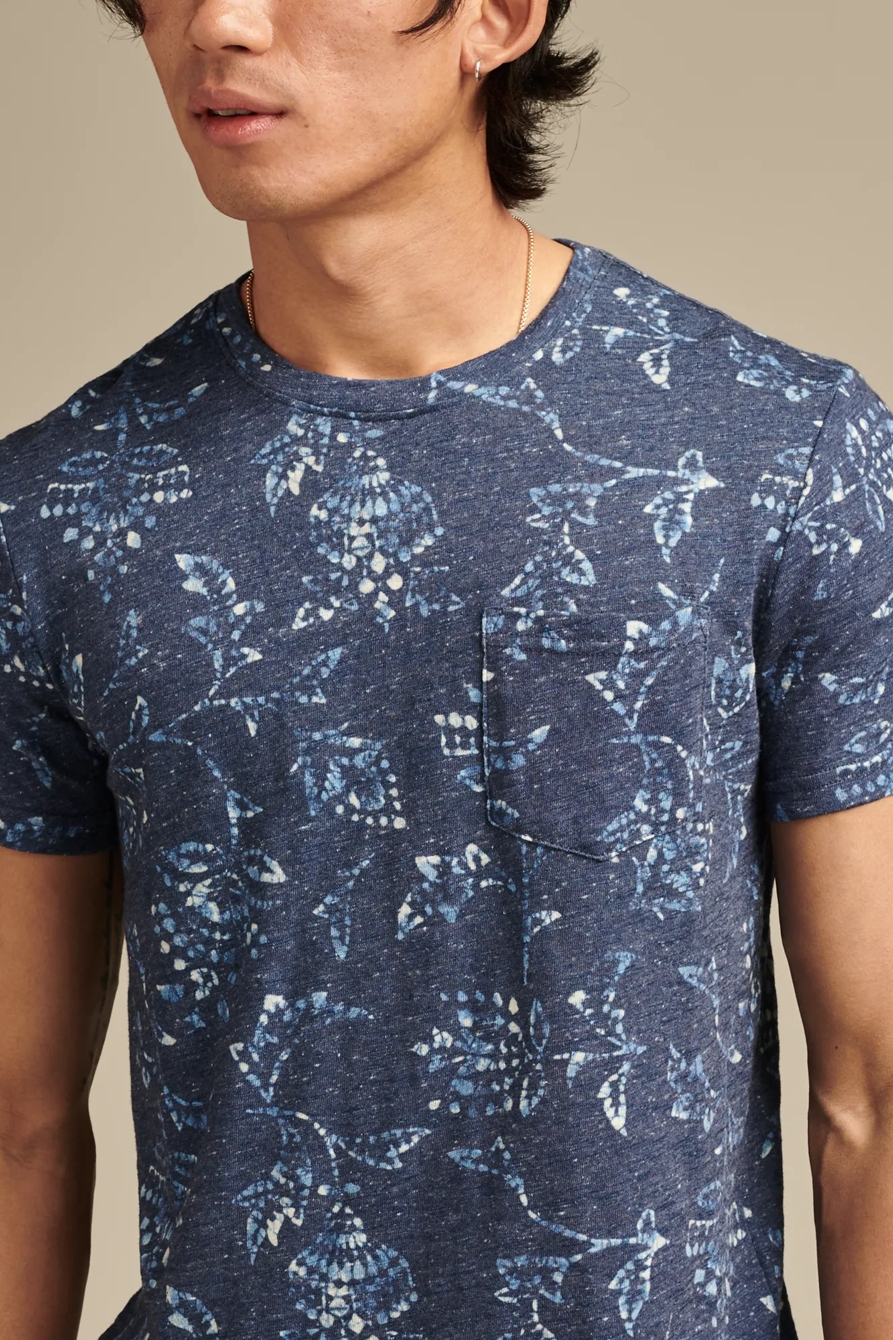 LINEN SHORT SLEEVE POCKET CREW NECK TEE - Lucky Brand Outlet