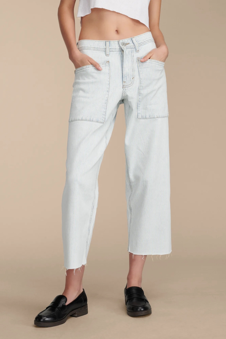 LUCKY LEGEND STRIPE PATCH POCKET WIDE LEG CROP - Lucky Brand Outlet
