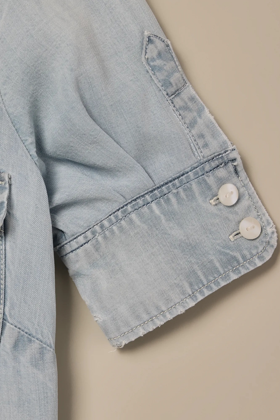 Lucky Brand One-Of-A-Kind Denim Cropped Shirt - Lucky Brand Outlet