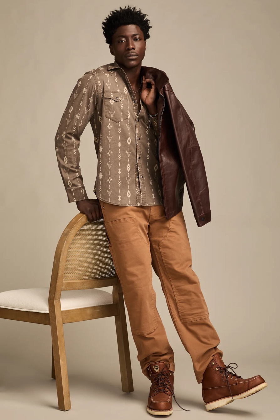 LONG SLEEVE TWILL WESTERN SHIRT - Lucky Brand Outlet