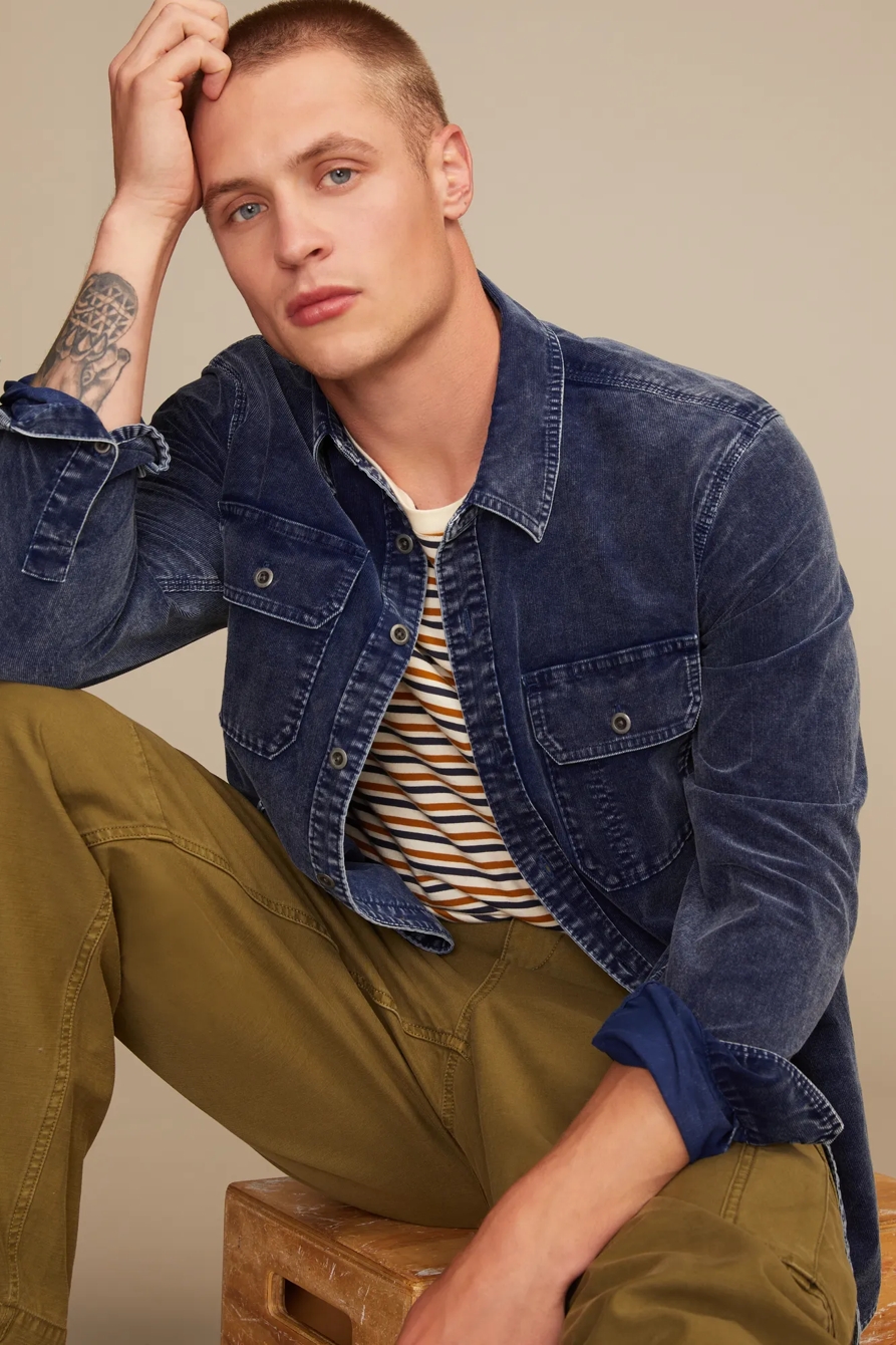 INDIGO CORDUROY UTILITY SHIRT - Lucky Brand Outlet