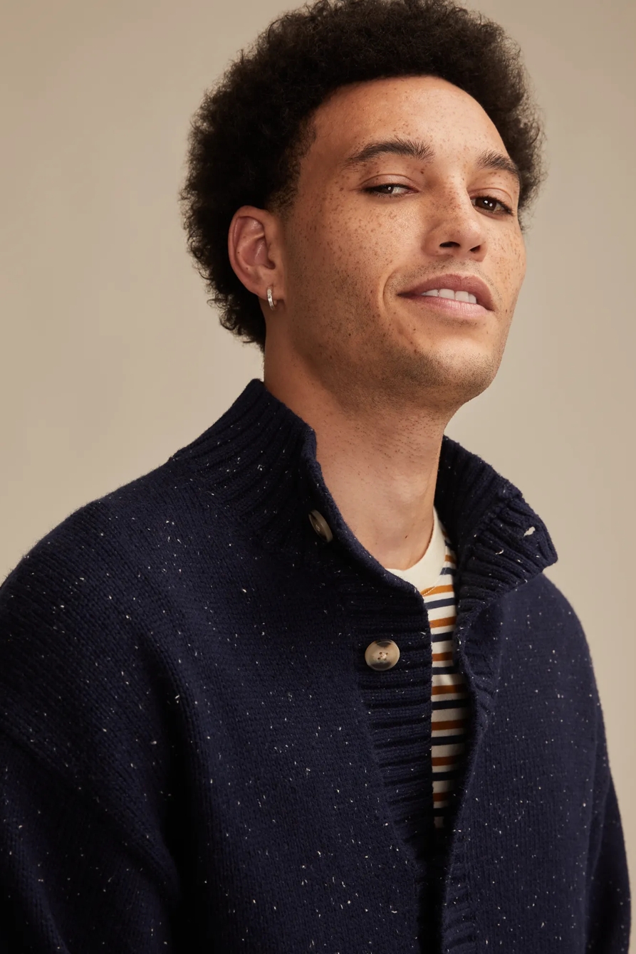 Mock Neck Button Front Cardigan - Lucky Brand Outlet