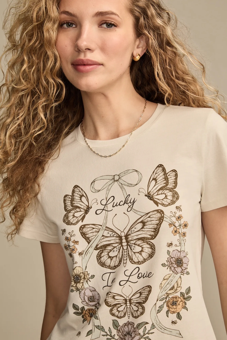 LUCKY IN LOVE BUTTERFLY CLASSIC CREW - Lucky Brand Outlet