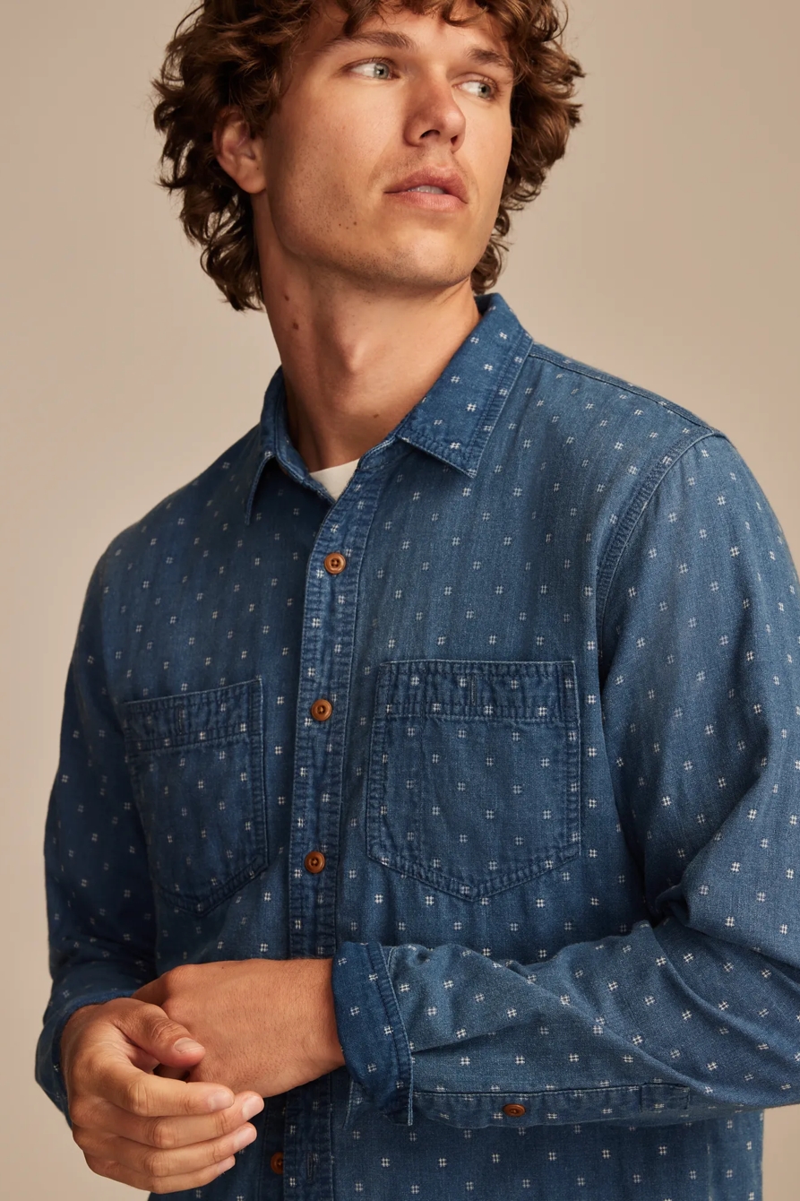 DOUBLE WEAVE LONG SLEEVE UTILITY SHIRT - Lucky Brand Outlet
