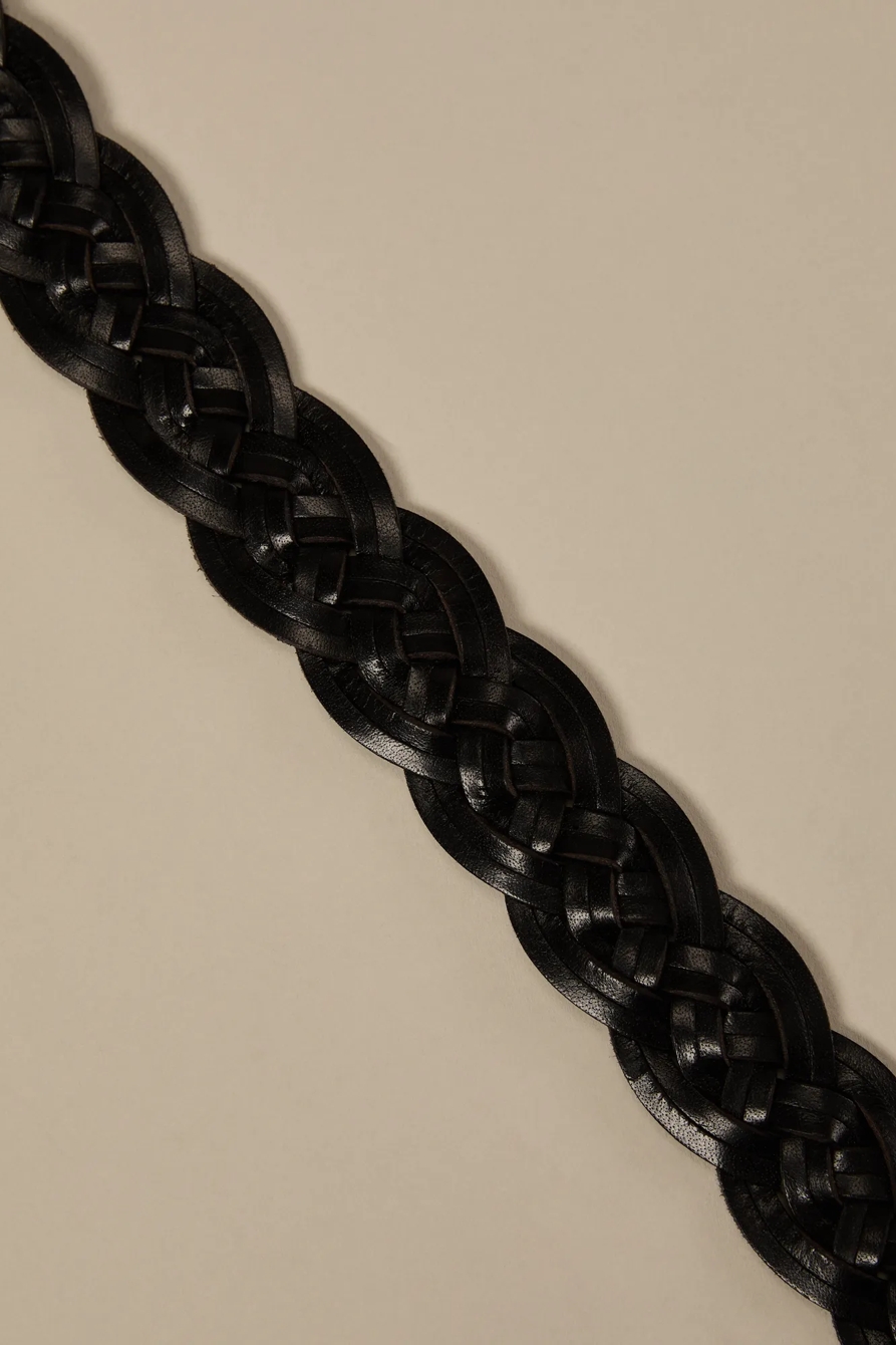 WOVEN FLORAL BUCKLE LEATHER BELT - Lucky Brand Outlet