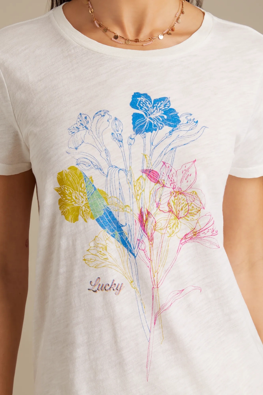 LINEAR MULTI COLOR FLORAL CLASSIC CREW - Lucky Brand Outlet