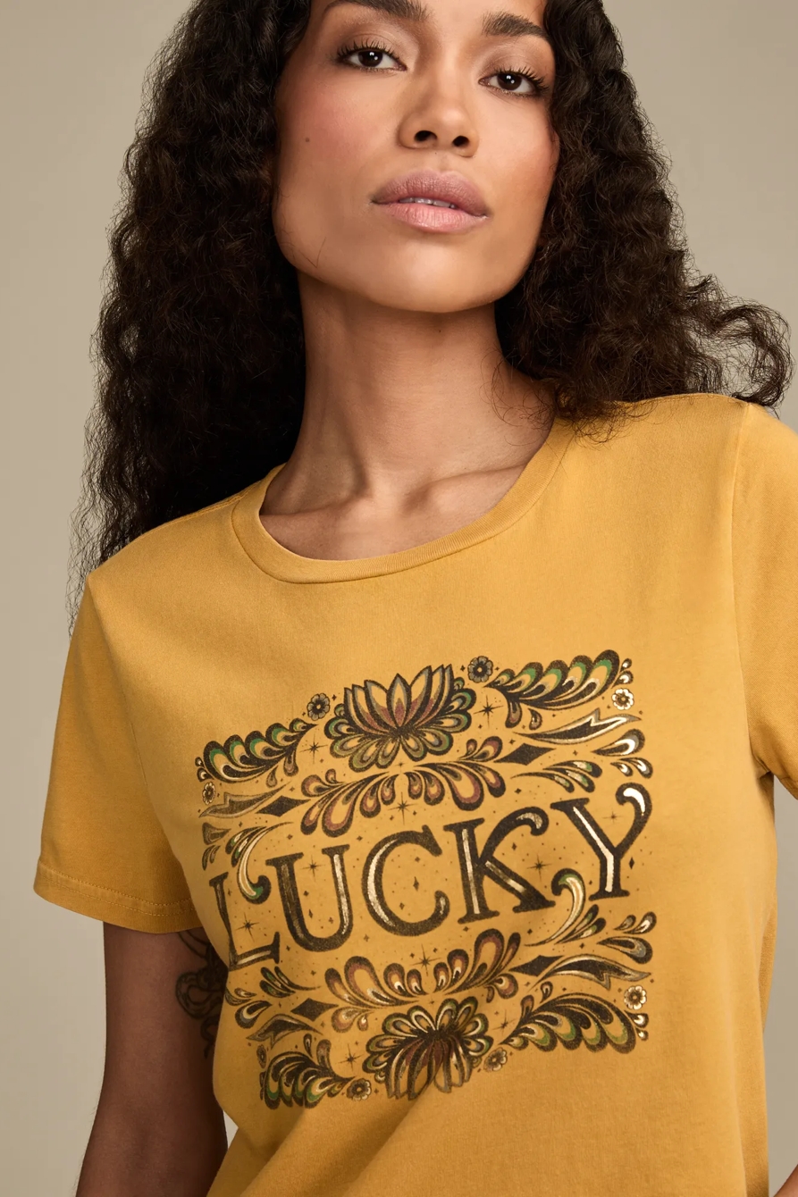 ORNATE FLORAL LUCKY CLASSIC CREW - Lucky Brand Outlet