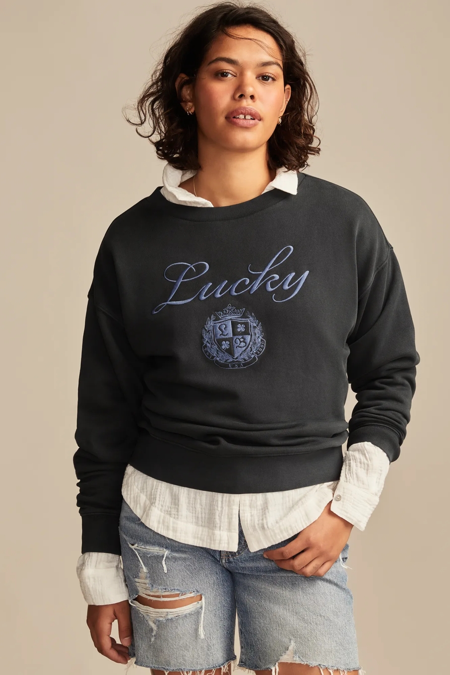LUCKY LOGO CREW NECK SWEATSHIRT - Lucky Brand Outlet
