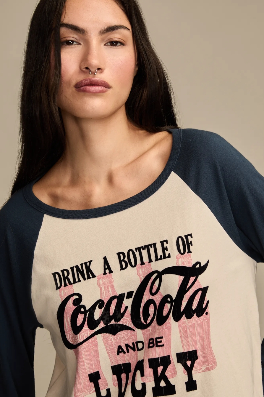 DRINK A BOTTLE COCA COLA RAGLAN TEE - Lucky Brand Outlet