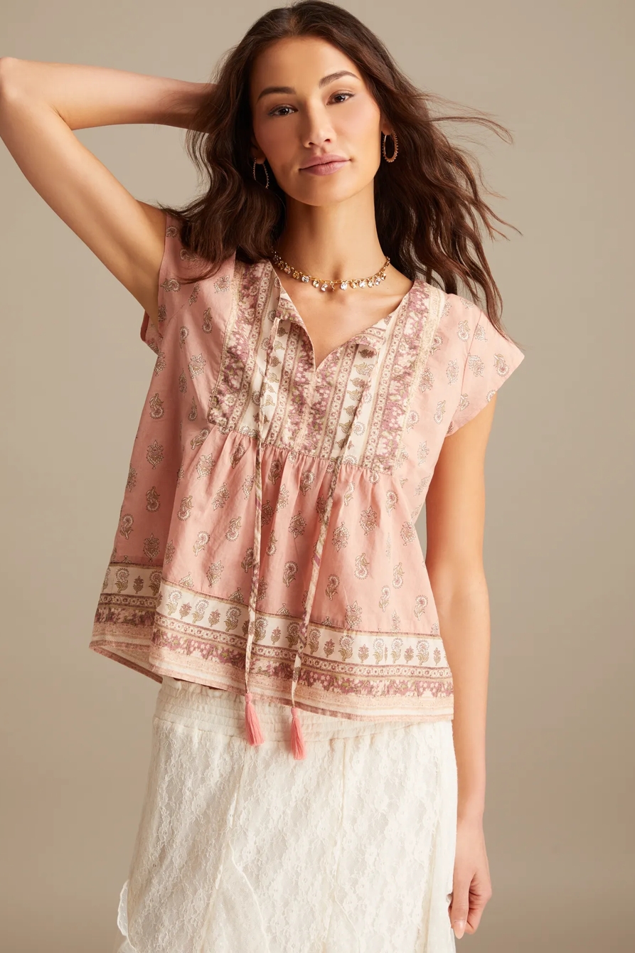 PRINT MIX PEASANT BLOUSE - Lucky Brand Outlet
