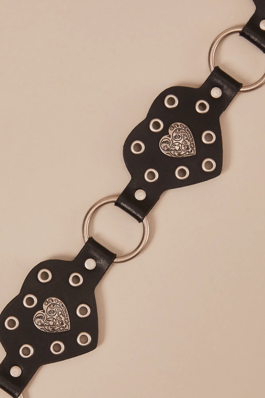 HEART STUDDED LEATHER BELT - Lucky Brand Outlet