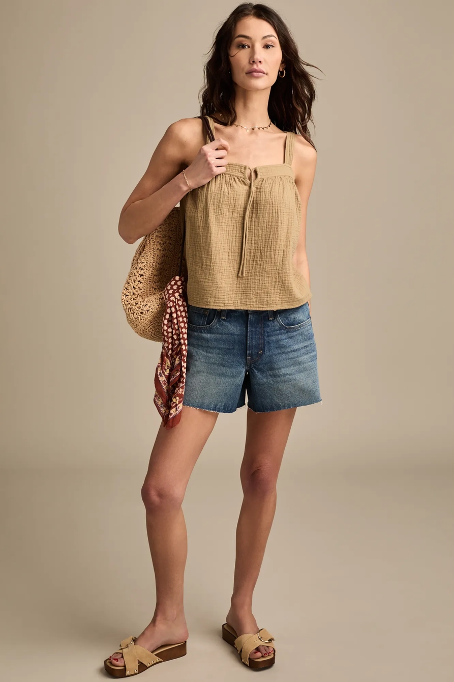 SOLID JAPUNTO GAUZE SWING TANK - Lucky Brand Outlet