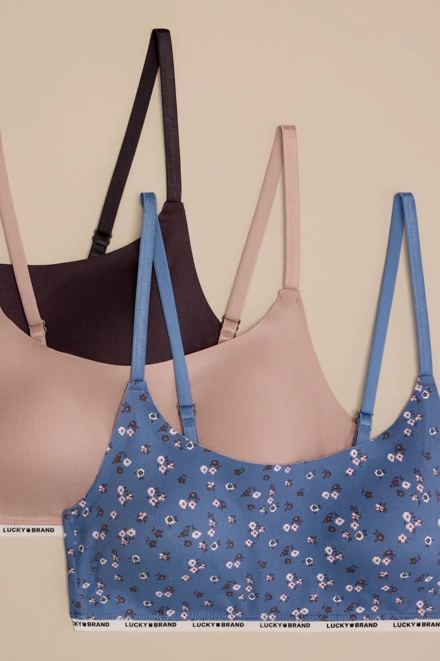3 PACK BRUSHED V NECK LOUNGE BRA - Lucky Brand Outlet