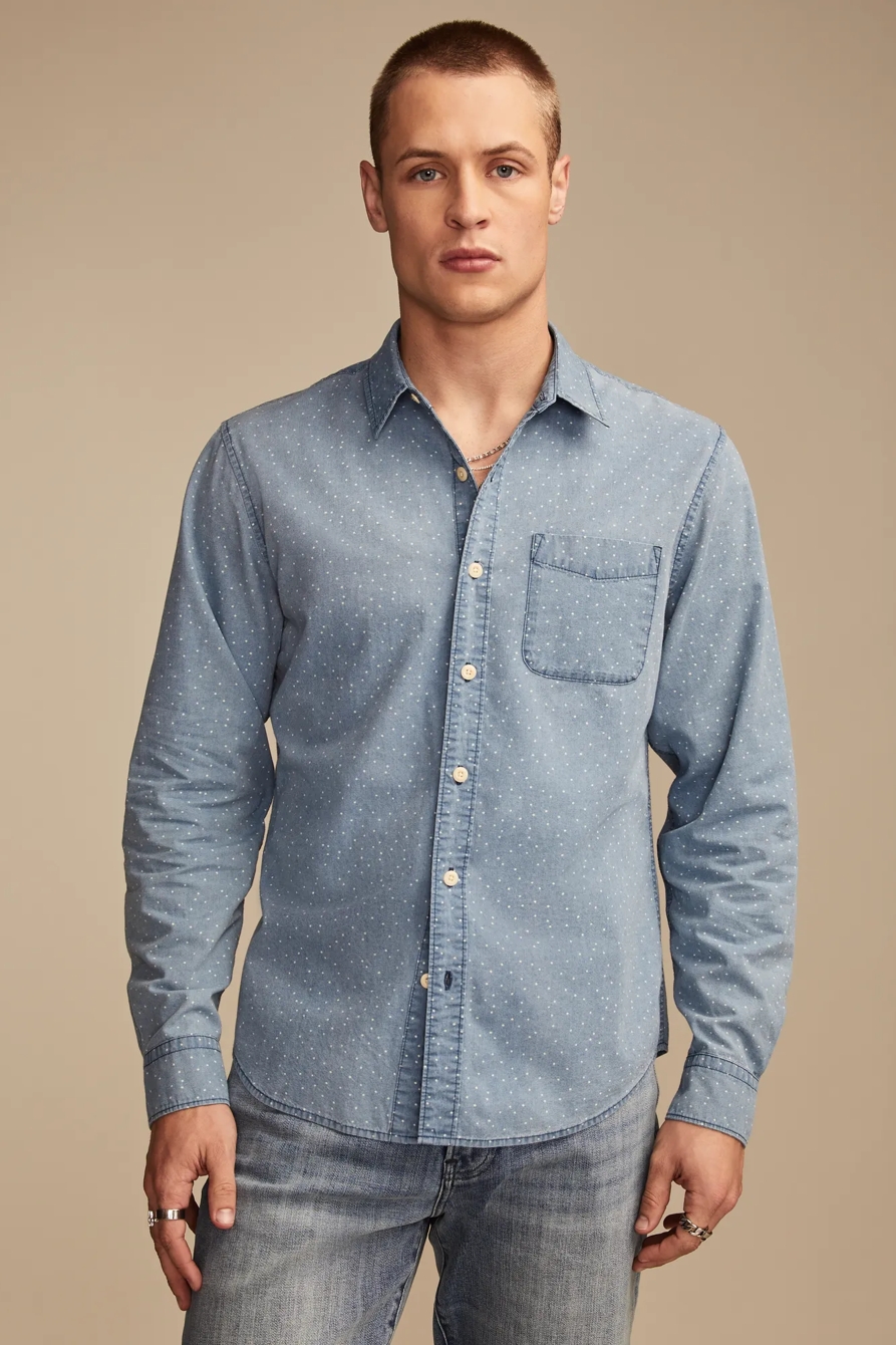 PRINTED POPLIN LONG SLEEVE SHIRT - Lucky Brand Outlet