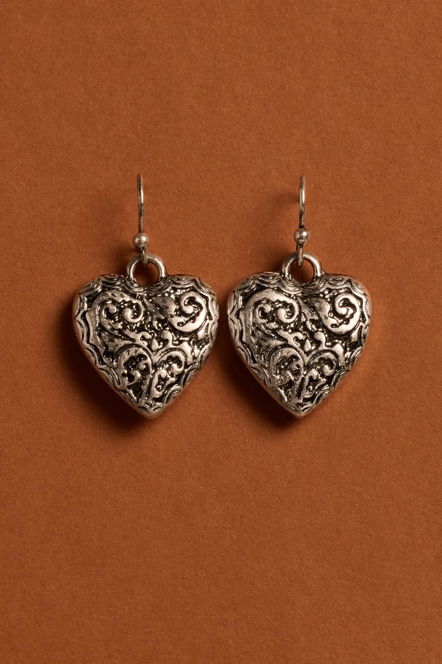 ORNATE HEART DROP EARRINGS - Lucky Brand Outlet