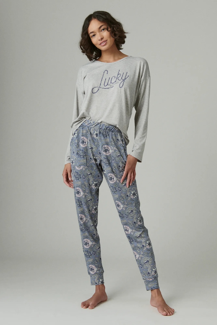 LUCKY SCRIPT & JOGGER SLEEP SET - Lucky Brand Outlet