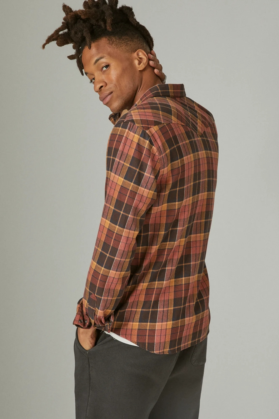 STRETCH GROM PLAID WESTERN LONG SLEEVE SHIRT - Lucky Brand Outlet