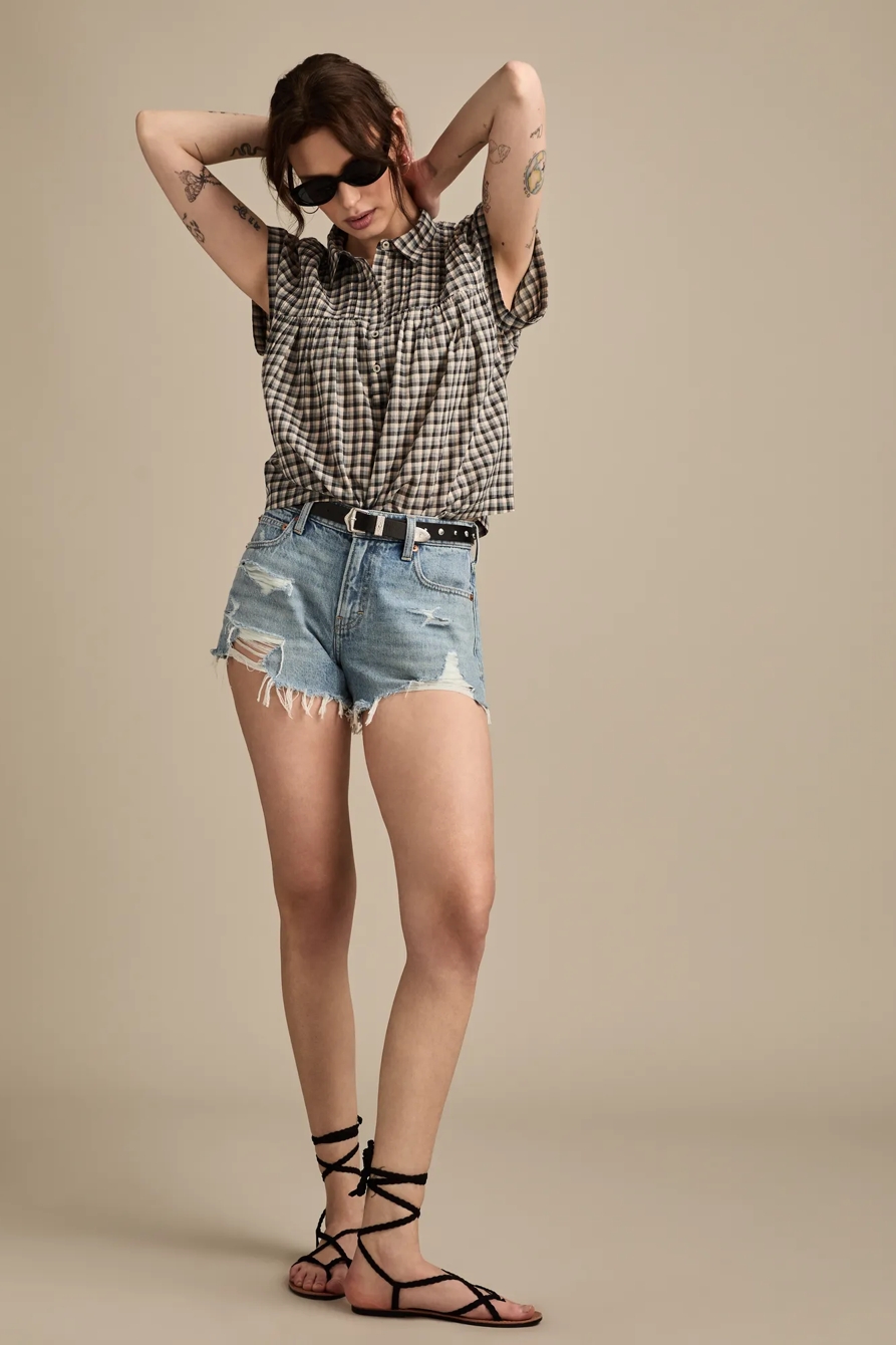 DRAPEY SHORT SLEEVE TUNIC - Lucky Brand Outlet
