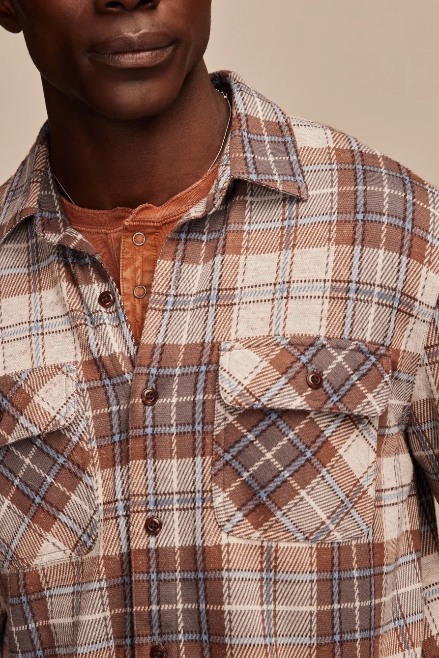 BRUSHED LONG SLEEVE KNIT SHIRTING - Lucky Brand Outlet