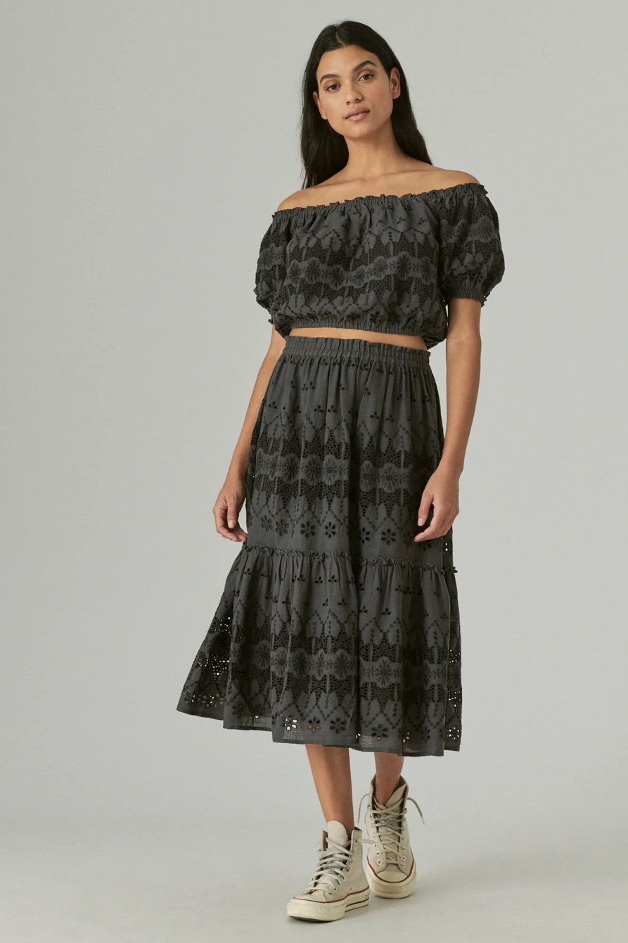 OFF THE SHOULDER LACE CROP TOP - Lucky Brand Outlet