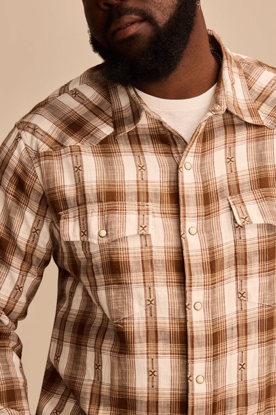 BIG & TALL DOBBY WESTERN LONG SLEEVE SHIRT - Lucky Brand Outlet
