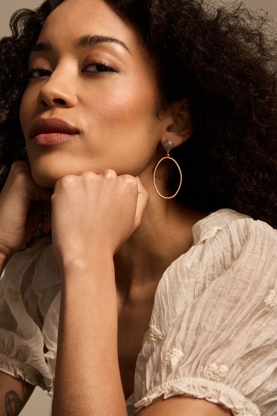 STONE OVAL DROP EARRINGS - Lucky Brand Outlet