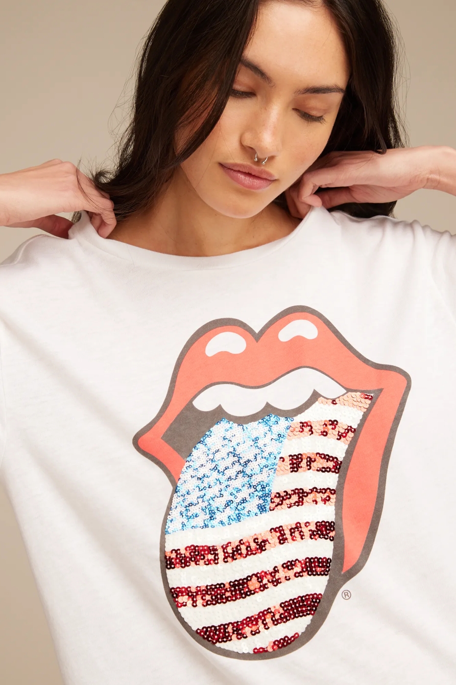 ROLLING STONES AMERICAN FLAG BOYFRIEND TEE - Lucky Brand Outlet