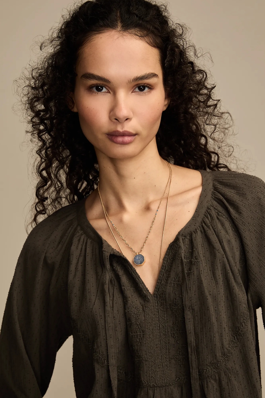 EASY EMBROIDERED PEASANT TOP - Lucky Brand Outlet