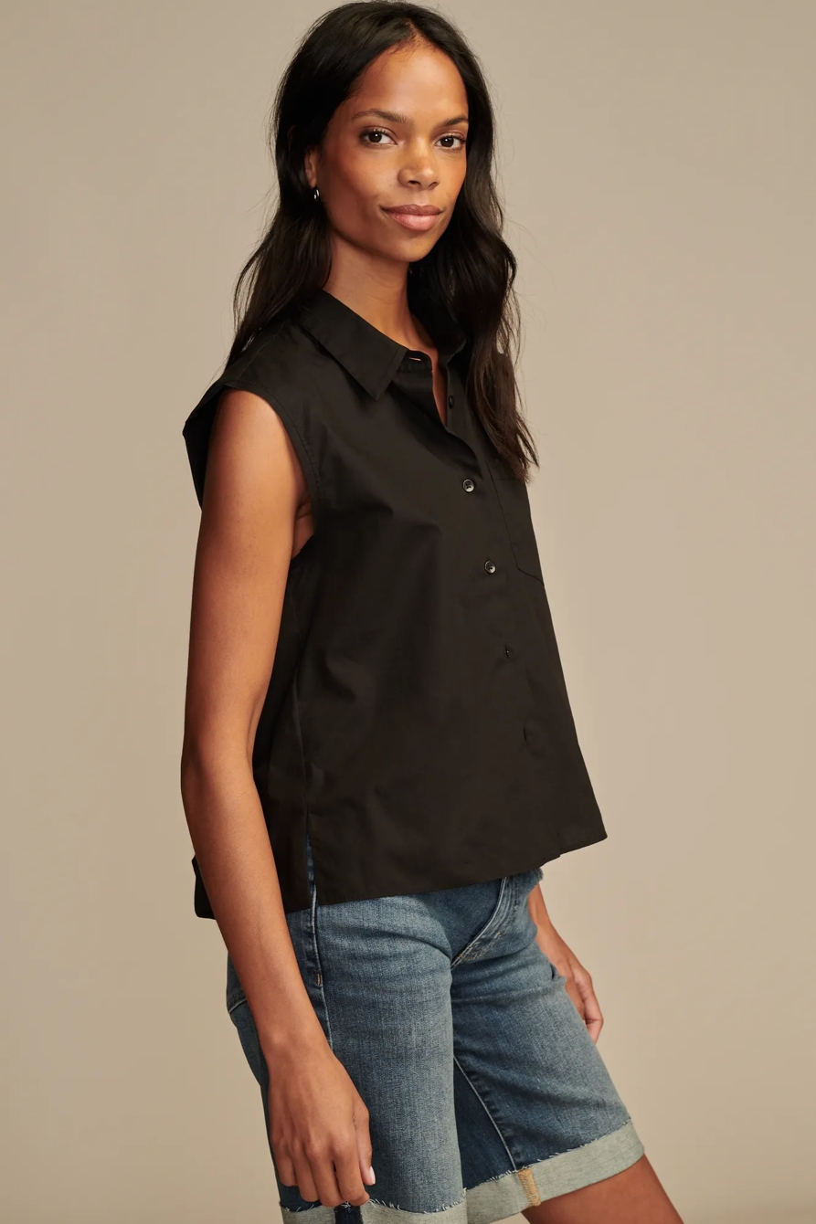 BUBBLE HEM SLEEVELESS BUTTON DOWN - Lucky Brand Outlet