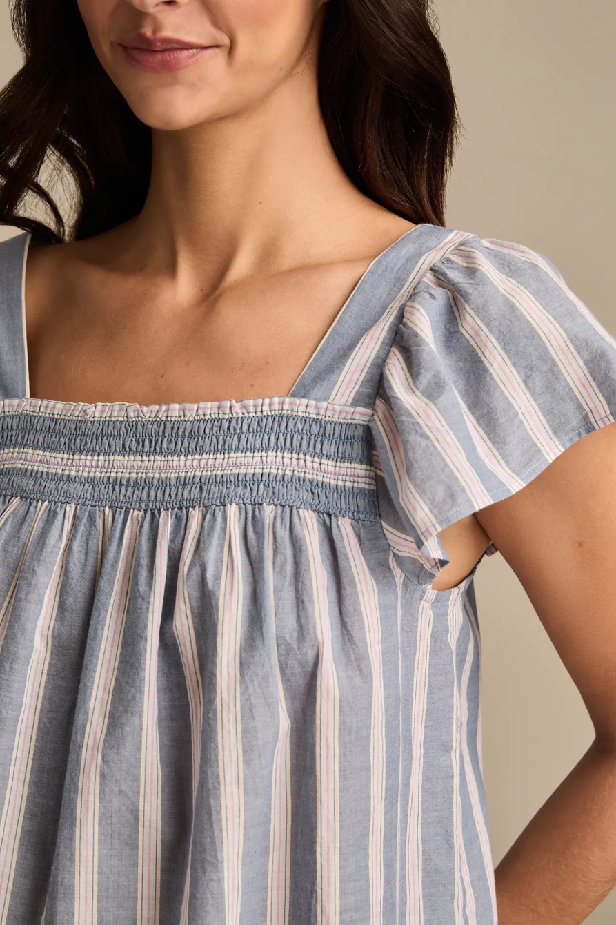 SMOCKED SQUARE NECK PEASANT TOP - Lucky Brand Outlet
