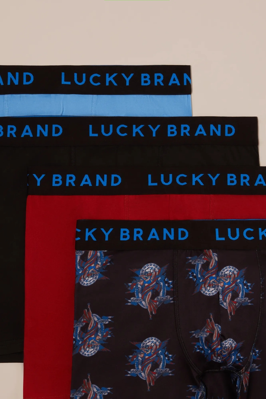 4 PACK ESSENTIAL SOFT BOXER BRIEFS - Lucky Brand Outlet