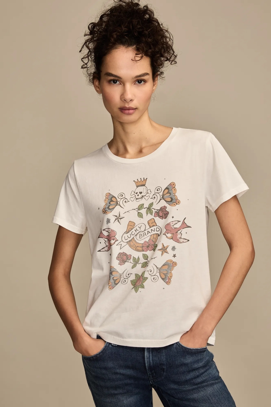TATTOO BIRDS CLASSIC CREW - Lucky Brand Outlet