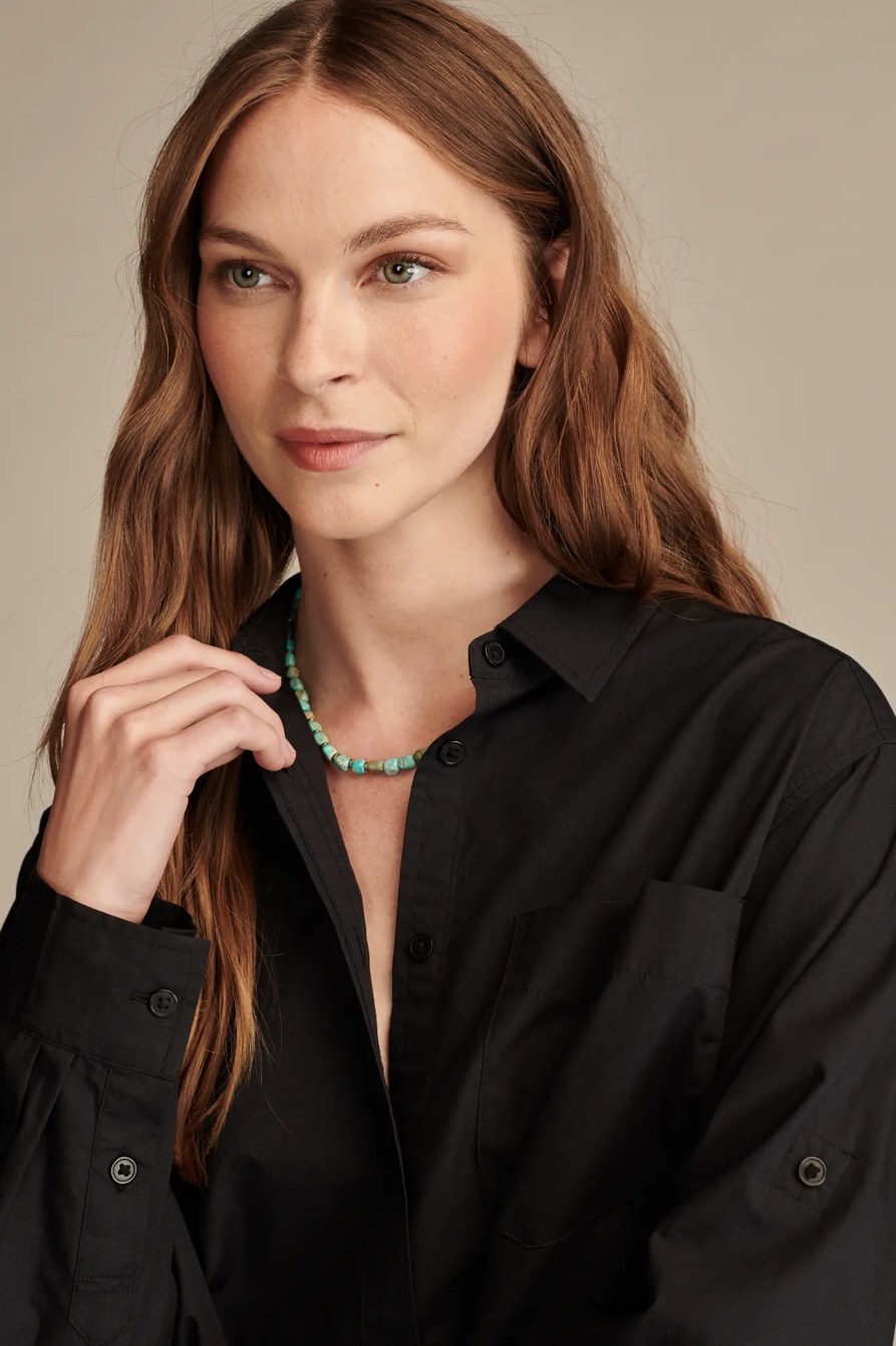 ONE POCKET SOLID CROPPED SHIRT - Lucky Brand Outlet