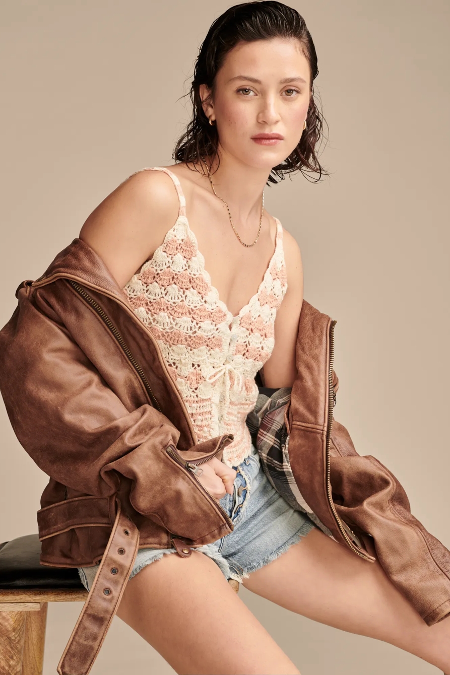 CROCHET TIE FRONT TANK - Lucky Brand Outlet