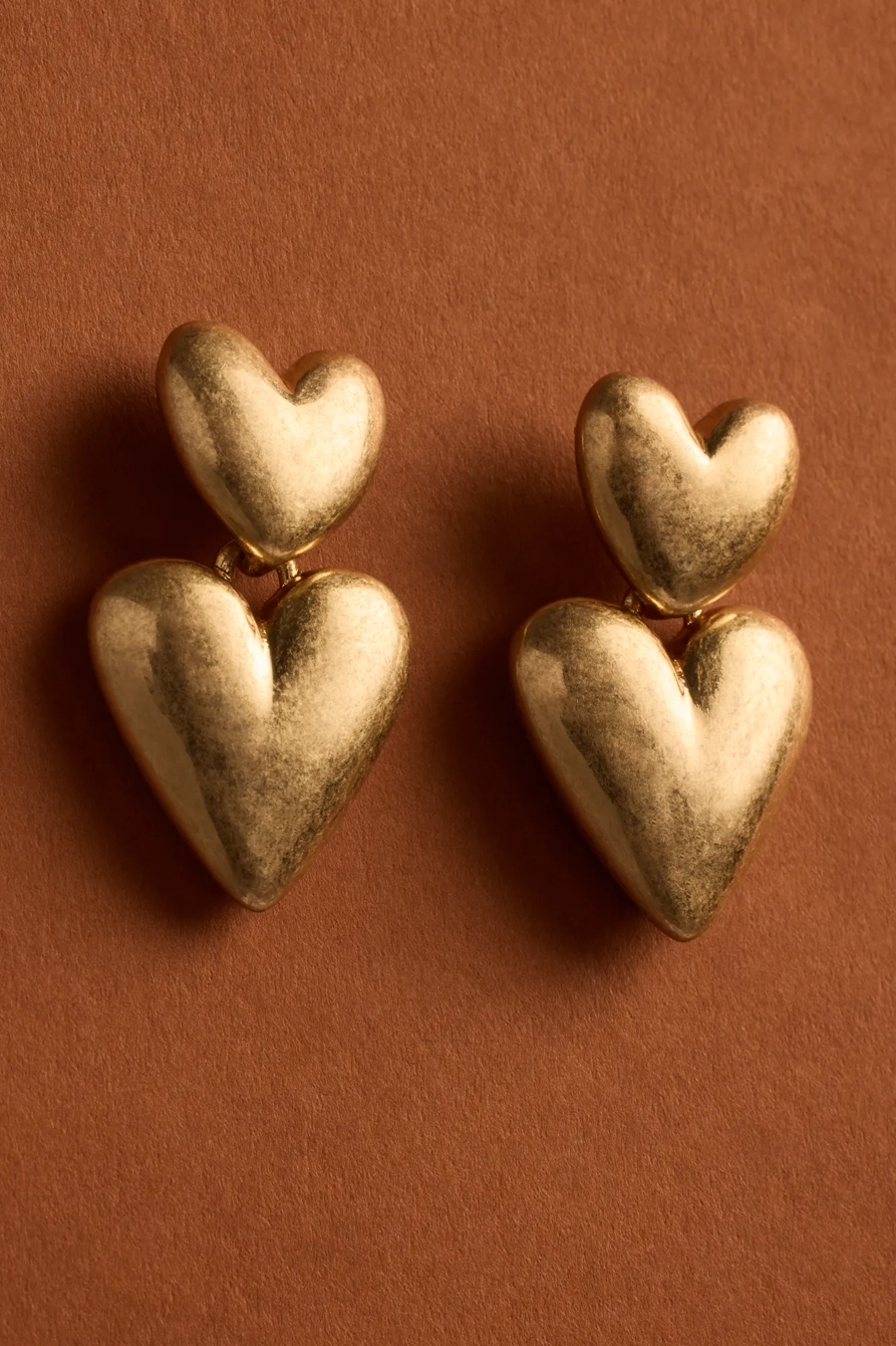 DOUBLE PUFFY HEART EARRINGS - Lucky Brand Outlet