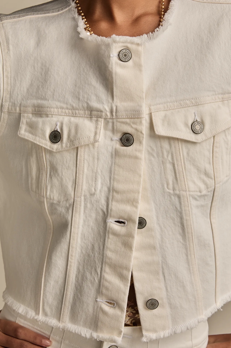 COLLARLESS CROPPED TRUCKER JACKET - Lucky Brand Outlet